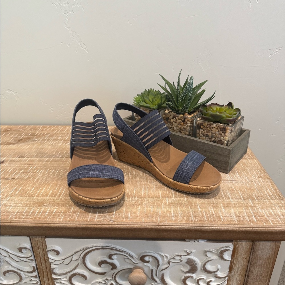 Women's Sketchers Navy Wedge Sandals